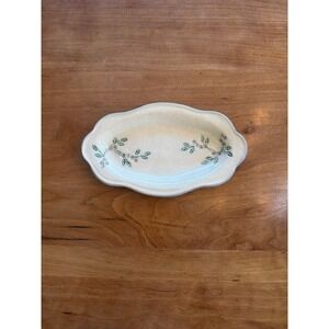 Vintage Mountain Meadows Pottery Mick Morgan Oval Floral Scalloped‎ Trinket Dish